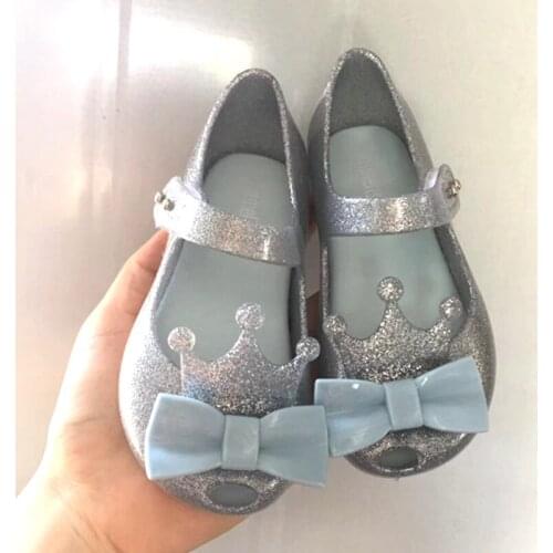 Mini Melissa Crown Bow Princess Girl Jelly Shoes Beach Sandals 2020 Baby Shoes Melissa Sandals Kids Non-slip Girls Shoes Sandal