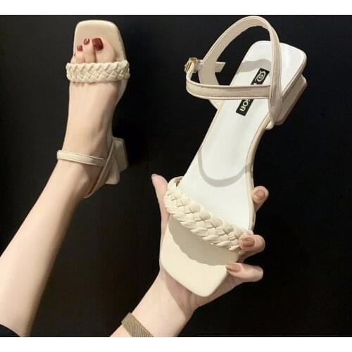 Women Fashion Comfort Shoes for Summer Female Beige Black Heels Open Toe Platform Sandals Ladies Shallow Outdoor Shoes