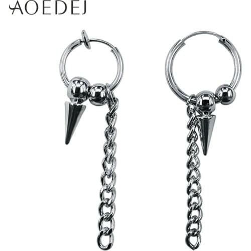 AOEDEJ Punk Spike Earrings For Men GD Small Hoop Earrings For Women Lady Biker Earings Non Piercing Creole Boucle D'oreille