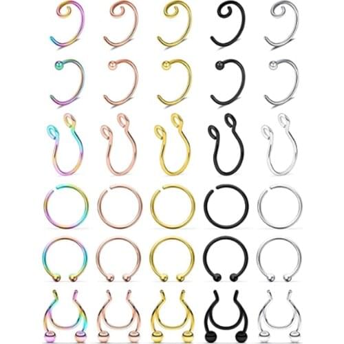 TIANCIFBYJS 1 Set 316L Stainless Steel 20G Nose Hoop Rings for Women Ear Stud Body Piercing Jewelry Tragus Earring for Women Men