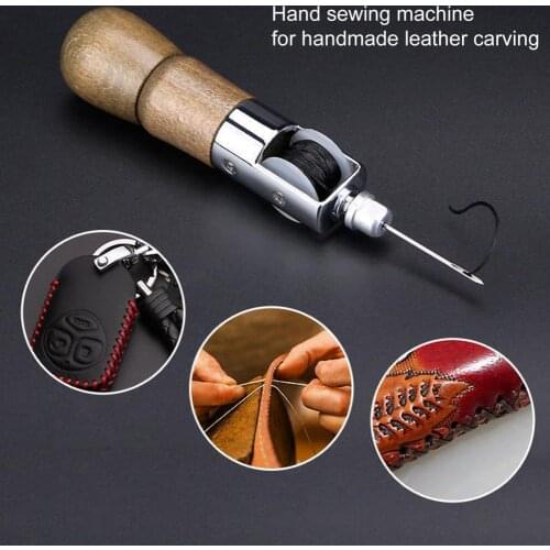 Canvas Leather Sewing Awl Hand-held Comfortable to Grip Wood Handle Professional Stitching Awl Set Leather Craft Sewing Supplies