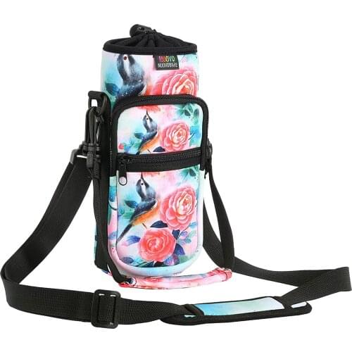 Water Bottle Carrier Bag,Bottle Pouch,Adjustable Shoulder Hand 2 Pocket Sling Neoprene Sleeve Sports Water Bottle Accessories