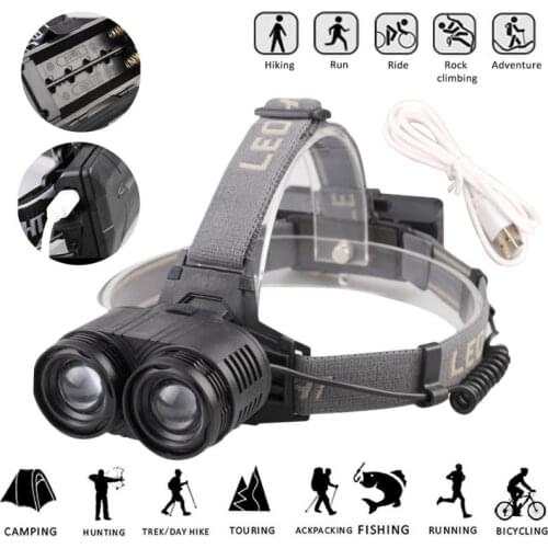LED Charging Zoom Lamp Outdoor Camping Bike Tent Lighting Light Aluminum Alloy T6 Head-mounted Waterproof Fishing Headlight