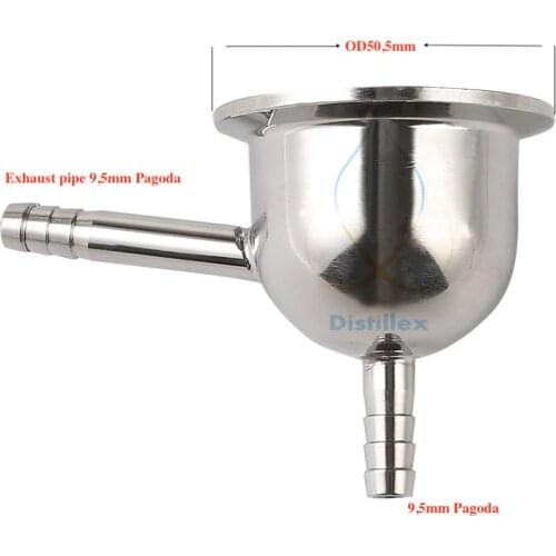 1,5" OD50,5mm Tri-clamp Reducer x 9,5mm Pagoda and Exhaust pipe. Sanitary Steel 304