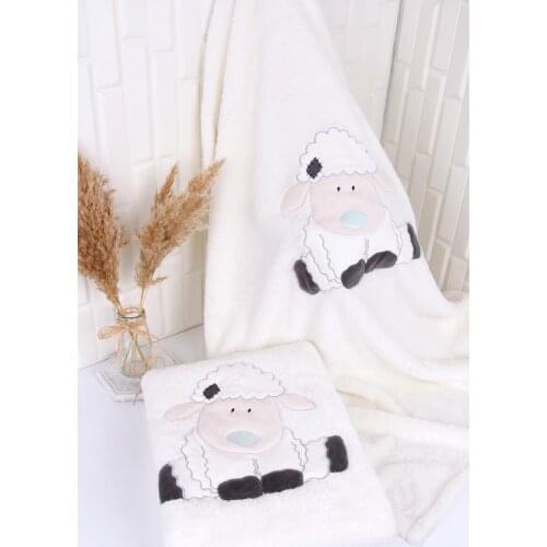 Wellsoft 100% Polyester Cream 80x110 Lamb Embroidered Baby & Kids Blanket