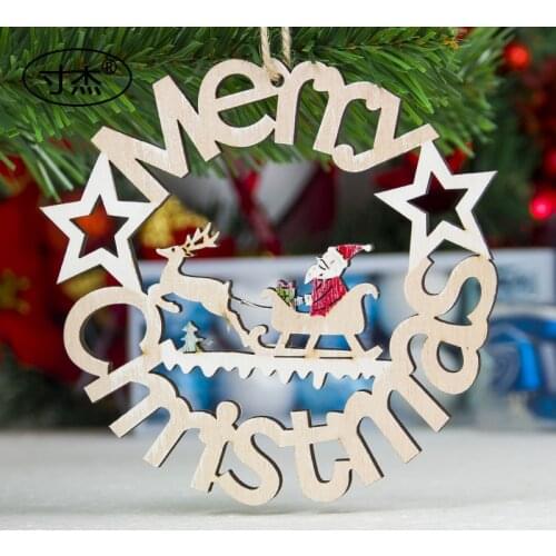 Zerolife Christmas Decorations Wooden Painted Colorful Santa Clause Snowman Ornaments Pendant Decor For Home Kids Toys Gift Xmas