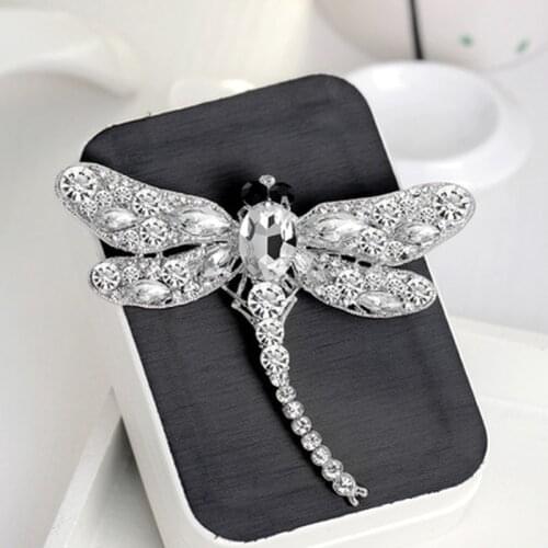Women Coat Brooches Dress Crystal Dragonfly Brooch Vintage Insect Pin Badge Cute Femal Jewelry Coat Accessories Multi Colors