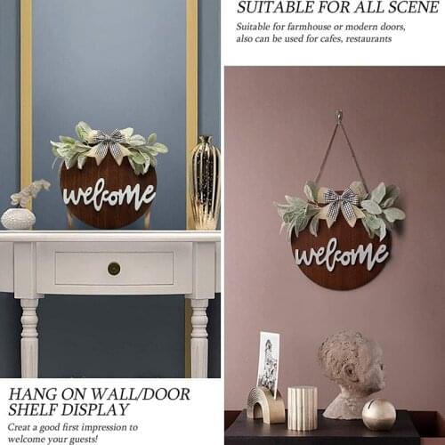 Welcome Wreath Sign,Rustic Welcome Sign,Farmhouse Front Door Porch Wreath Decor,Hanging Sign for Home Decoration