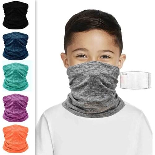 1Pc Kids Children Solid Color Headwear Scarf Outdoor Cycling Windproof Anti-Dust Warm Face Cover Multi-functional Bandana