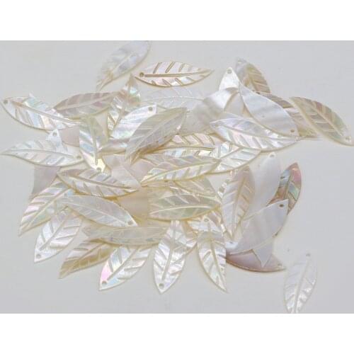 10Pcs Natural Freshwater White Shell Pendant Beads Leaf Shape Unisex Charm Jewelry For Making DIY Necklace Bracelet 9x28mm