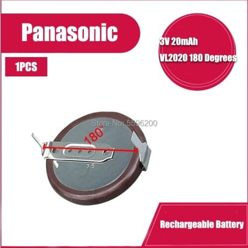 100% Original Panasonic VL2020 3V 20mAh coin type rechargeable 180 degrees fillet lithium button cell battery