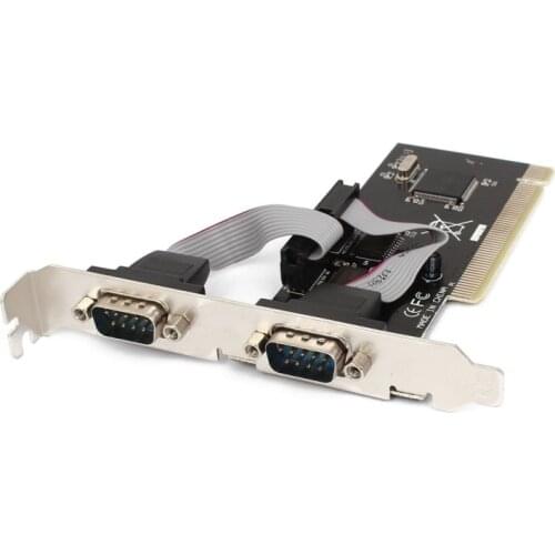 2 port PCI serial RS232 DB9 adapter card controller support - computer card black + silver