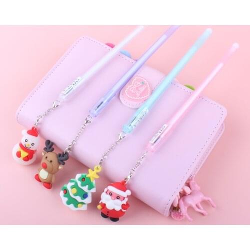 36 pcs/lot Christmas Tree Elk Snowman Pendant Gel Pen Cute black Ink neutral Pen Promotional Gift Stationery School Supplies