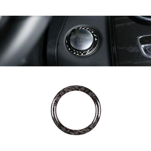 3D Carbon Fiber Car Engine Start Stop Ignition Button Decal Sticker Trim Key Ring for Mercedes-Benz C GLC Class W205 car Sticker