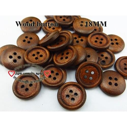 50PCS 4-Holes brown wooden buttons 18MM sewing clothes boots coat accessories MCB-801