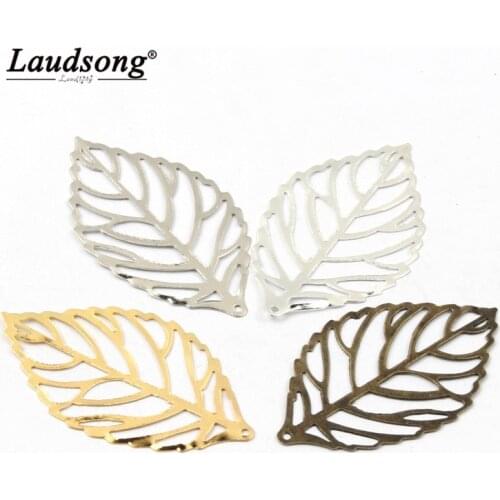 50PCS Gold / Copper / Silver Color Leaf Shape Metal Jewelry for Embellishing Scrapbook DIY Jewelry Making Metal Craft