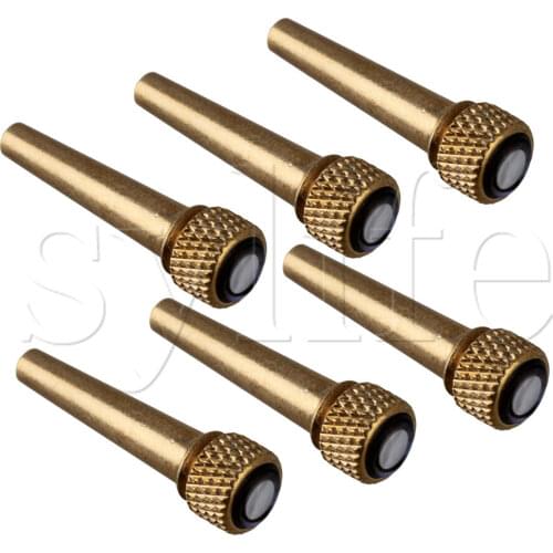 6pcs Acoustic Guitar Abalone Pearl Dot Metal Bridge End Pins Golden