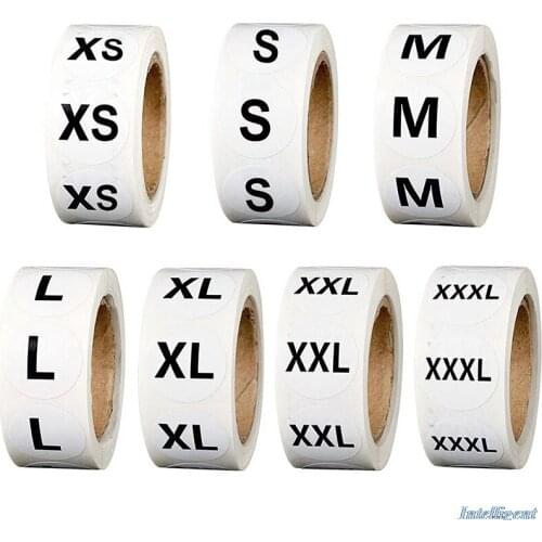 New 500pcs XS/S/M/L/XL/XXL 7 Models Colorful Round Clothing Size Label Stickers 1 Inch for Clothing Shoes Hat Underwear Bra Tags