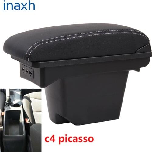 For Citroen c4 Armrest c4 picasso 2013 Retrofit parts Car Armrest box Storage box car Interior accessories Charging with USB