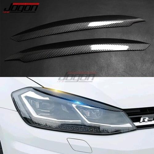 For VW Golf 7 VII GTI GTD GTE R MK7 2013 2014 2015 Carbon Fiber Look Car Front Headlight Eyebrow Eyelid Cover Sticker Trim ABS