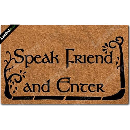 Doormat Entrance Floor Mat Funny Doormat Speak Friend and Enter Door Mat Home Decorative Indoor Outdoor Non-Slip Custom Door Mat