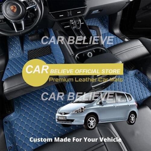 High quality Leather Car Floor mats For Honda Fit Jazz 2018 2017 2016 2015 2014 (5 Seats) Carpets Rugs Pads Accessories