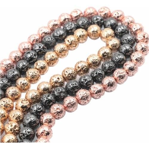 Round Natural Lava Hematite Stone Loose Beads DIY Necklace Bracelet Jewelry Making 4 6 8 10 12mm Accessories Finding 15inch A749