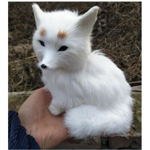 Creative cute simulation sitting fox model polyethylene&fur white fox doll about 14.5x12cm 2260
