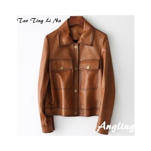 Top brand Spring 2020 Women Genuine Real Sheep Leather Jacket H7 high quality