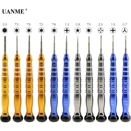 UANME 125mm Precision Magnetic Screwderiver T2 T3 T4 T5 T6 0.8 Torx 1.3 1.5 Phillips For iPhone Samsung Huawei Vivo Repair Tool