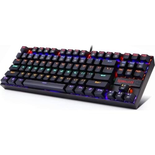 Redragon K552 Mechanical Gaming Keyboard LED Rainbow Backlit Wired Keyboard with Red Switches for Windows Gaming PC