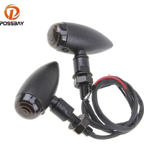 POSSBAY Metal Motorcycle Turn Signals Racing Bike Motorbike Flashing Indicator Lamps Amber Light Universal Fit for Harley