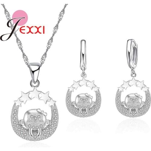 Fashion Star CZ Zircon Pendant Necklaces Drop Earrings Jewelry Sets For Party Accessory Women Party Jewellery Set Bijoux