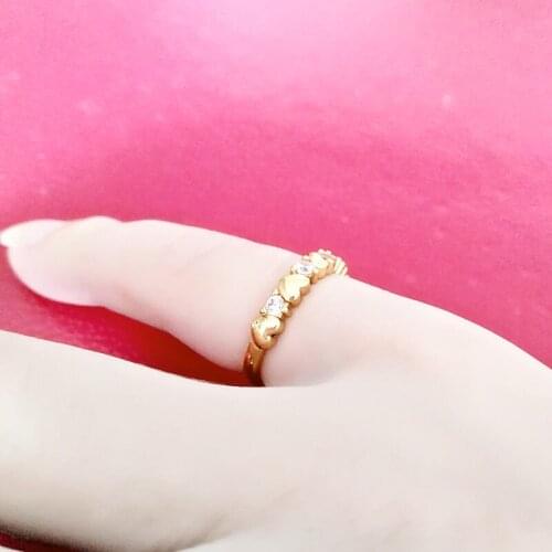 Fashion Womens Gold Crystal Love Heart Shaped Rings Bridal Wedding Jewelry Free Shipping