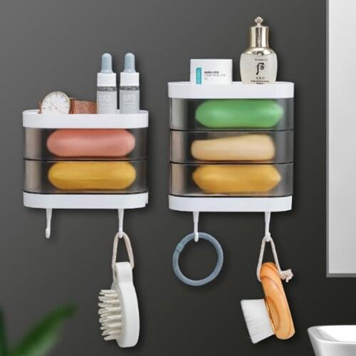 Bathroom Soap Box Wall-mounted Multi-layer Soap Box Toilet Rotatable Drain Soap Box Multifunctional Toiletry Rack