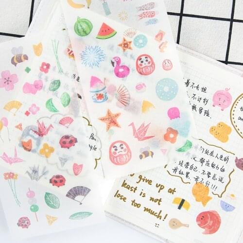 6Sheets/Pack Creative Japanese style Decoration Scrapbooking Stickers Transparent PVC Stationery Planner Stickers
