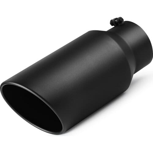 Exhaust Tip of 5" Inlet 7" Outlet 15" Overall Length Truck Tailtip Black Powder Coated Stainless Steel Bolt-On