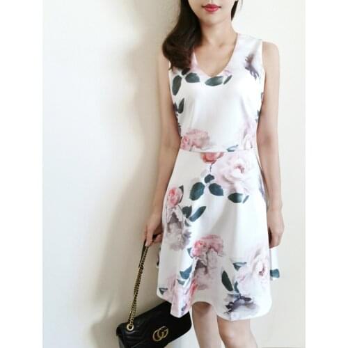 New Spring Summer Floral Print V Neck Sleeveless Skater Size 0-5 UK Fashion