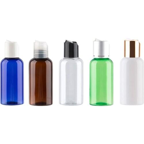 75ml Plastic Cosmetic Small Bottles With Gold Aluminum Disc Cap Liquid Soap Hair Conditioner Containers Refillable PET Bottle