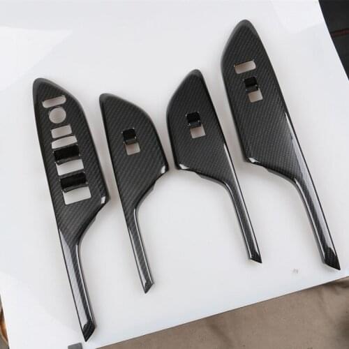 LHD Car Window Armrest Decoration Cover ABS Glass Lift Switch Accessories Carbon Fiber Style For Honda Civic 2020 2019 2018 2017