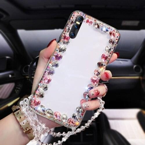 Crystal Diamond Particles Green Pink Transparent Phone Case For VIVO 15PRO Mobile Phones