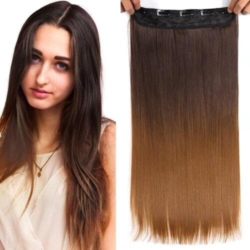 DAIRESS 22"130g Straight Human Hair Clip in Hair Extensions for Black Women 100% Unprocessed Full Head Brazilian Virgin Hair