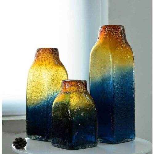 Multi color vase Handmade terrarium colored glass vase for wedding decoration home decor Tabletop vases for flowers