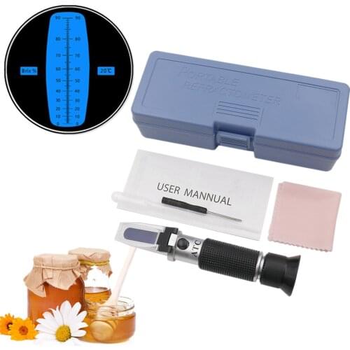 Refractometer 0-90% Brix Handheld with Box ATC sugar Optical Instruments Auto Refractometer Fruit Sauce Meter Sugar Refractomer