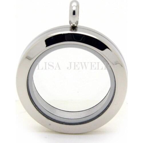 Silver Color 30mm 25mm 20mm round screw twist plain 316L stainless steel floating locket living locket pendant