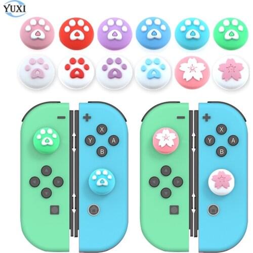 YuXi 2pcs Cute Cat Paw Claw Thumb Stick Grip Cap For Nintend Switch Lite Joy-Con Controller Silicone Joystick Cover for Joycon