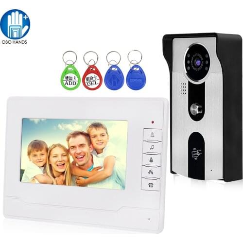 7inch TFT RFID Video Door Phone Video Intercom Door Bell Color Screen Monitor 700TVL IR Night Vision Camera Waterproof Outdoor