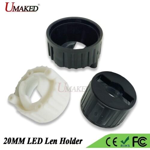 High Power 1W 3W 5W LED lenes Holder 20mm PMMA lens Holder Flat / 2pin Len Bracket Holder White/Black For LED Blub Spotlight Diy