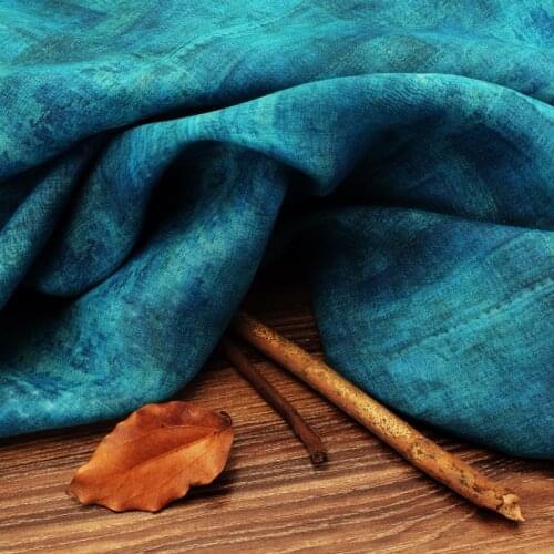 High grade blueprint ramie printed cotton fabric Wedding Dress Tulle Skirt Material fabrics for patchwork kumas telas por metros