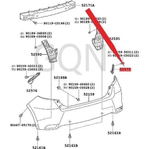 Rear bumper right fixing frame 2013-Toy ota YAR IS rear protective bracket (R) rear protective rubber support. R